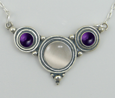 Sterling Silver Gemstone Necklace With White Moonstone